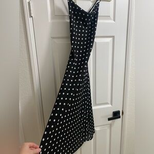 Bardot Black Dress with White Polka Dots